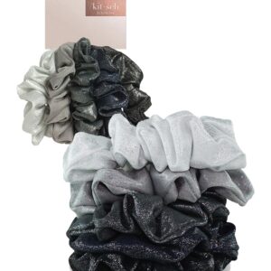 Kitsch Scrunchies for Women's Hair - Metallic Hair Scrunchies | Large Hair Ties for Women | Hair Tie Scrunchies for Girls | Cute Scrunchie | Hair Bands & Ponytail Holders, 5pc...