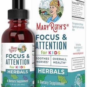 MaryRuth Organics Kids Brain Supplements for Memory and Focus, USDA Organic Drops with Ginkgo Biloba, Rhodiola Root & Licorice Root, Focus & Attention, Calm, Vegan, Non-GMO,...