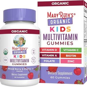 MaryRuth Organics Kids Vitamins | USDA Organic | Kids Multivitamin Gummies for Ages 4+ | Vegan | Non-GMO | Only 2 Gummies a Day | 60 Count