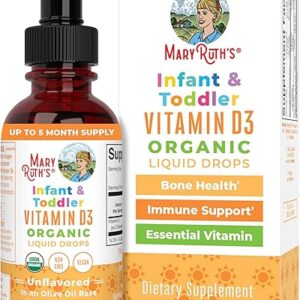 MaryRuth Organics Vitamin D USDA Organic, Upto 4 Month Supply, Vitamin D3 Liquid, Sugar Free, Liquid Drops Immune Support for Infants & Toddlers, VIT D3, Vegan, Gluten Free,...