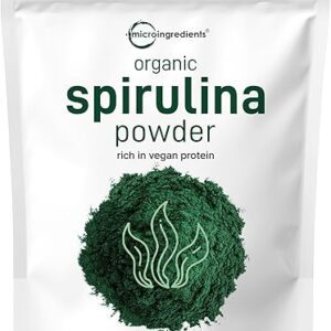 Micro Ingredients Organic Spirulina Powder, 16 Ounce, Raw Spirulina (Arthrospira Platensis), The Richest Sources of 70% Vegan Protein, Containers Minerals, Vitamins, Non-GMO &...