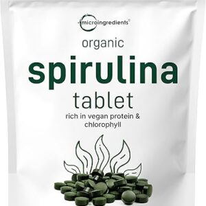 Micro Ingredients Organic Spirulina Supplement, 3000MG Per Serving, 720 Tablets (4 Month Supply), No Filler & Non-GMO, Rich in Vegan Protein, Vitamins & Prebiotics, Premium...