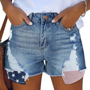 MINGALONDON Women's Denim Shorts Mid Waist Ripped Distressed