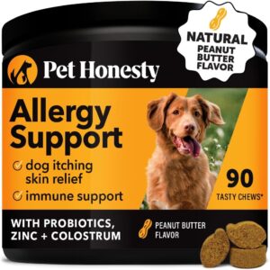 Pet Honesty Allergy Itch Relief for Dogs - Dog Allergy Support Immunity Supplement - Dog Allergy Chews, Probiotics for Dogs, Seasonal Allergies, Skin and Coat Supplement -...