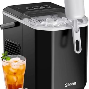 Silonn Ice Maker Countertop, Portable Ice Machine with Carry Handle, Self-Cleaning Ice Makers with Basket and Scoop, 9 Cubes in 6 Mins, 26 lbs per Day, Ideal for Home, Kitchen,...