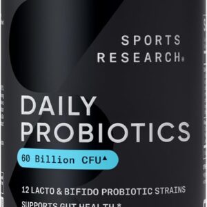 Sports Research Daily Probiotics with Prebiotics, 60 Billion CFU - Vegan Capsules for Gut Health & Digestive Support, Probiotics for Women & Men - Non-GMO Verified & Gluten Free...