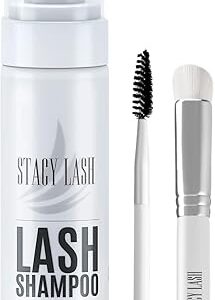 STACY LASH 6.76 fl.oz / 200ml Eyelash Extension Shampoo + Brush/Eyelid Foaming Cleanser/Wash for Extensions & Natural Lashes/Safe Makeup Remover/Supplies for Professional & Home...