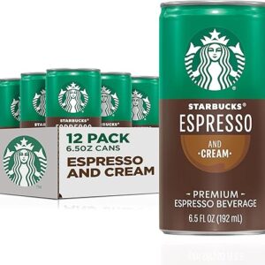 Starbucks Ready to Drink Coffee, Espresso & Cream, 6.5oz Cans (12 Pack) (Packaging May Vary)