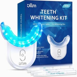 Teeth Whitening Kit Gel Pen Strips - Ollm Specially Formulated for Sensitive Teeth, Gum, Braces Care 32X LED Light Tooth Whitener, Professional Oral Beauty Products Dental Tools...