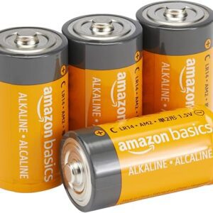 Amazon Basics 4-Pack C Cell Alkaline All-Purpose Batteries, 1.5 Volt, 5-Year Shelf Life