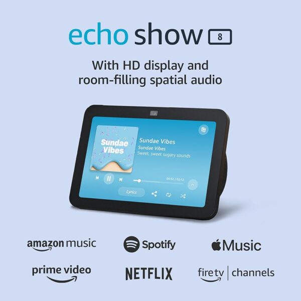 Amazon Echo Show 8 (3rd Gen, 2023 release) | With Spatial Audio, Smart Home Hub, and Alexa | Charcoal