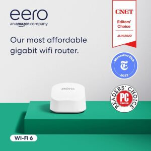 Amazon eero 6+ mesh Wi-Fi router | 1.0 Gbps Ethernet | Coverage up to 1,500 sq. ft. | Connect 75+ devices | 1-Pack