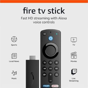 Amazon Fire TV Stick, HD, free & live TV, access to over 300,000 free movies and TV episodes, Alexa Voice Remote