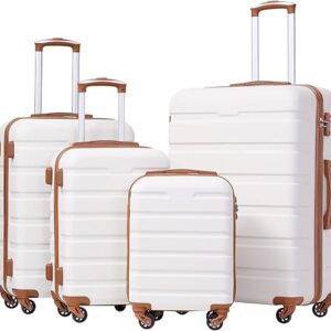 Coolife Luggage 4 Piece Set Suitcase Spinner Hardshell Lightweight TSA Lock