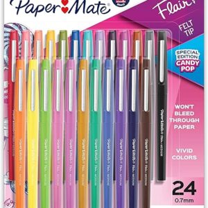 Paper Mate Flair Felt Tip Pens | Medium Point 0.7 Millimeter Marker Pens | Back to School Supplies for Teachers & Students | Assorted Colors, 24 Count