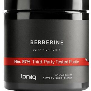 Toniiq Ultra High Strength Berberine HCl 500mg from The Himalayas - Berberine Supplement - 97% Tested Purity Extract - Wild Harvested - Concentrated Berberine 500mg Supplements...