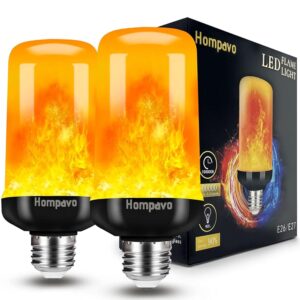 Hompavo 【Upgraded】 LED Flame Light Bulbs, 4 Modes Flickering Light Bulbs with Upside Down Effect, E26/E27 Flame Bulb for Halloween Christmas Party Patio Porch Home Indoor &...