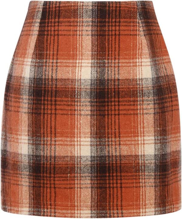 IDEALSANXUN Womens High Waist Plaid Skirt Bodycon Pencil Wool Mini Skirts