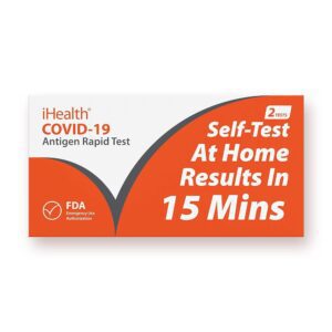 iHealth COVID-19 Antigen Rapid Test, 1 Pack, 2 Tests Total, FDA EUA Authorized OTC at-Home Self Test, Results in 15 Minutes with Non-invasive Nasal Swab, Easy to Use & No...