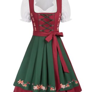 JASAMBAC Women's German Dirndl Dress Costumes 3 Pieces for Oktoberfest Carnival