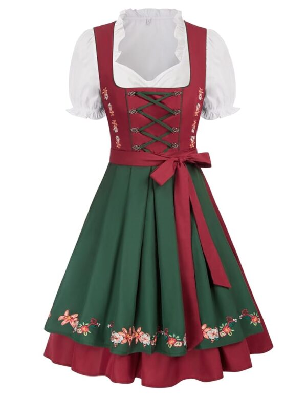 JASAMBAC Women's German Dirndl Dress Costumes 3 Pieces for Oktoberfest Carnival