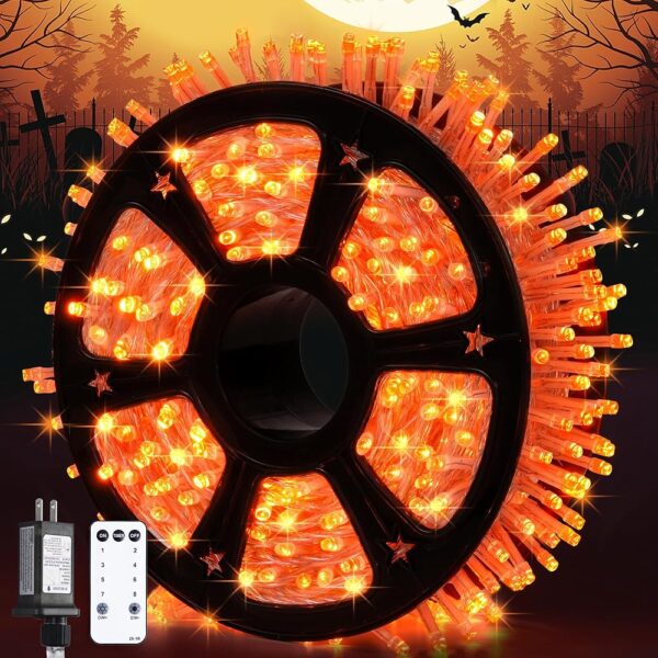 JMEXSUSS 600 LED Orange Lights for Halloween Decor, Orange String Lights Outdoor Waterproof, Plug in Orange Halloween String Christmas Lights for Indoor Room Party Tree Yard...