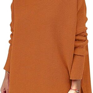 LILLUSORY Women's Mock Turtleneck Sweater Oversized Long Sleeve Split Hem Casual Knit Pullover Tunic Tops