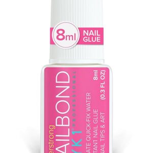 Super Strong Nail Glue For Nail Tips, Acrylic Nails and Press On Nails (8ml) NYK1 Nail Bond Brush On Nail Glue For Press On Nails Long Lasting Nail Glue For Acrylic Nails Fake...