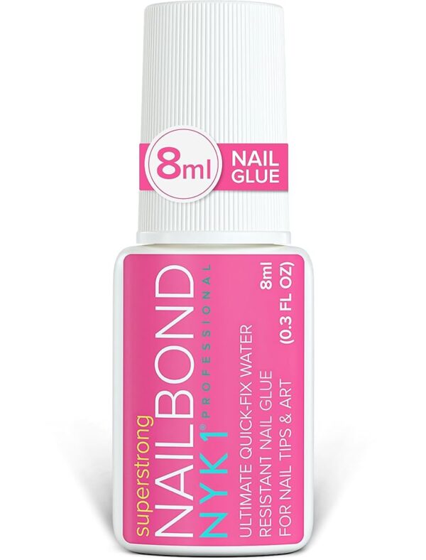 Super Strong Nail Glue For Nail Tips, Acrylic Nails and Press On Nails (8ml) NYK1 Nail Bond Brush On Nail Glue For Press On Nails Long Lasting Nail Glue For Acrylic Nails Fake...