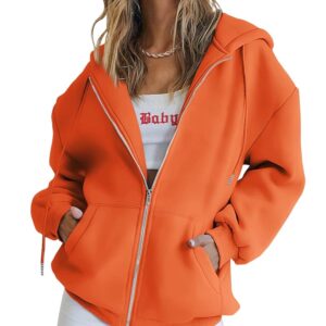 Trendy Queen Womens Zip Up Hoodies Long Sleeve Sweatshirts Fall Outfits Oversized Sweaters Casual Fashion Jackets