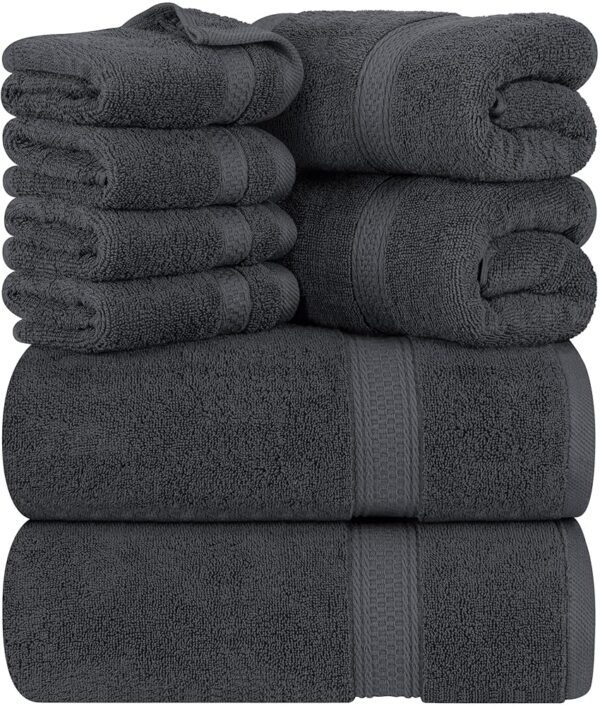 Utopia Towels 8-Piece Premium Towel Set, 2 Bath Towels, 2 Hand Towels, and 4 Wash Cloths, 600 GSM 100% Ring Spun Cotton Highly Absorbent Towels for Bathroom, Gym, Hotel, and Spa...