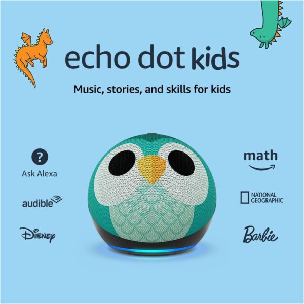 Amazon Echo Dot (5th Gen, 2022 release) Kids | Designed for kids, with parental controls | Owl