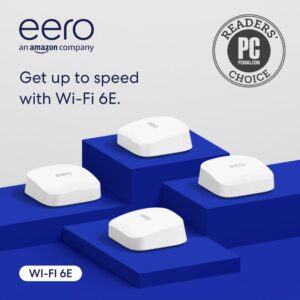 Amazon eero Pro 6E mesh Wi-Fi System | Fast and reliable gigabit + speeds | connect 100+ devices | Coverage up to 8,000 sq. ft. | 4-pack, 2022 release