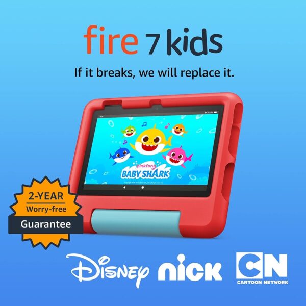 Amazon Fire 7 Kids tablet (newest model) ages 3-7. Top-selling 7" kids tablet on Amazon| ad-free content with parental controls included, 10-hr battery, 16 GB, Red