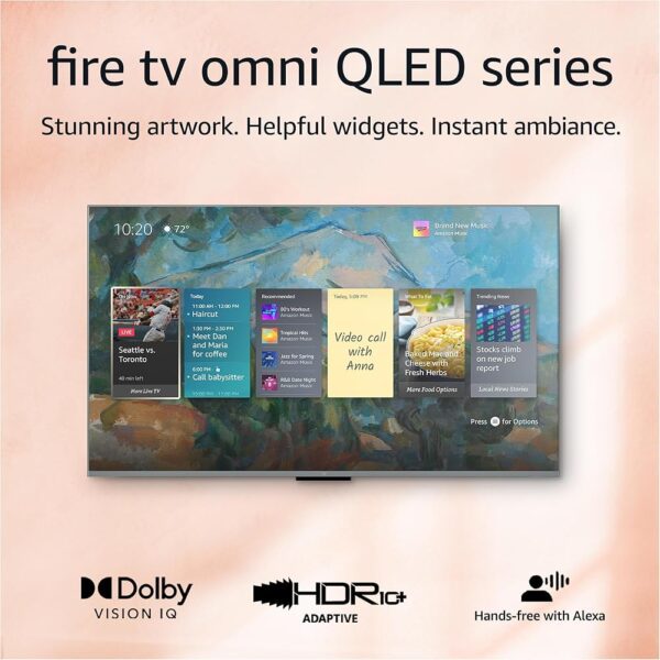 Amazon Fire TV 75" Omni QLED Series 4K UHD smart TV, Dolby Vision IQ, Fire TV Ambient Experience, local dimming, hands-free with Alexa