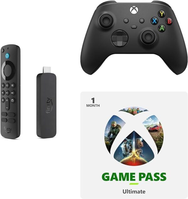 Amazon Fire TV Stick 4K, Carbon Black Core Wireless Controller, and 1 Month Game Pass Ultimate Bundle