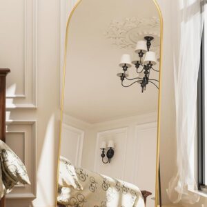 Antok Arched Full Length Mirror, 71"x32" Arched Floor Mirror, Glassless Mirror Full Length with Stand, Floor Mirror Freestanding, Wall Mounted Mirror for Bedroom Living Room, Gold