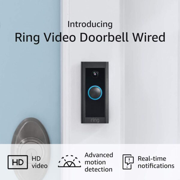 Certified Refurbished Ring Video Doorbell Wired – Convenient, essential features in a compact design (existing doorbell wiring required) - 2021 release