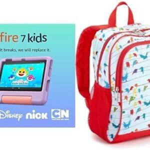 Fire 7 Kids Tablet, 7" (16 GB, Purple) Backpack Bundle