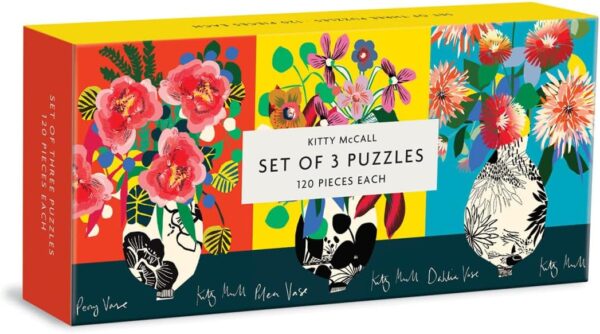 Galison Kitty McCall Puzzle Set, Includes 3 Coordinating 120-Piece Puzzles, 5.5” x 8” Each – Art Puzzle with Illustrations with Vibrant Colors, Thick Sturdy Pieces, Challenging...