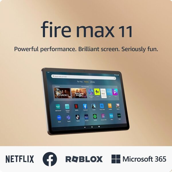 Like-new Amazon Fire Max 11 tablet, vivid 11” display, all-in-one for streaming, reading, and gaming, 14-hour battery life, 128 GB, Gray, without lockscreen ads