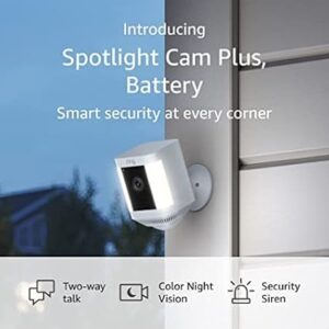 Ring Spotlight Cam Plus, Battery | Two-Way Talk, Color Night Vision, and Security Siren (2022 release) | 3-pack, White