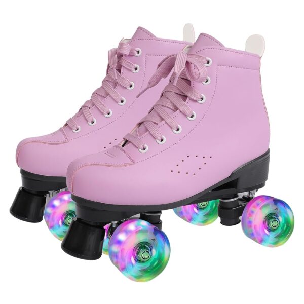 Roller Skates for Women&Girls,Classic Double Row 4 Wheels Shiny Quad Men's Skates,PU Leather High-top Roller Skates for Teens/Adult/Boys/Unisex Indoor/Outdoor