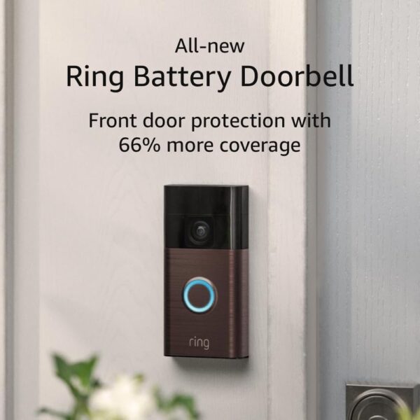 All-new Ring Battery Doorbell — Now with 66% more coverage, Head-to-Toe Video, Live View with Two-Way Talk, and Motion Detection & Alerts (2024 release), Venetian Bronze