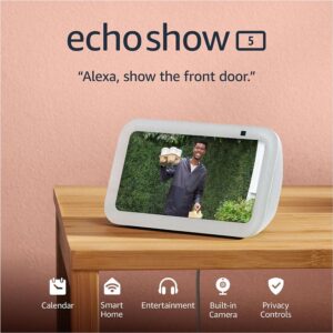 Amazon Echo Show 5 (newest model), Smart display with 2x the bass and clearer sound, Glacier White