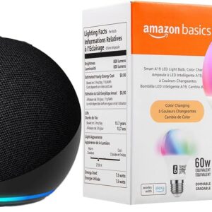 Echo Dot with Amazon Basics Smart Color Bulb