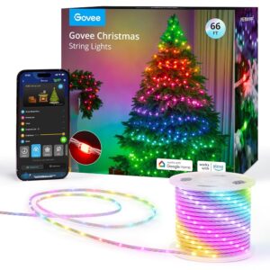 Govee Christmas Lights 66ft, Smart RGBIC Christmas String Lights App-Controlled, 125+ Scene Modes, IP65 Waterproof, Sync with Music, Works with Alexa, Lights for Christmas...