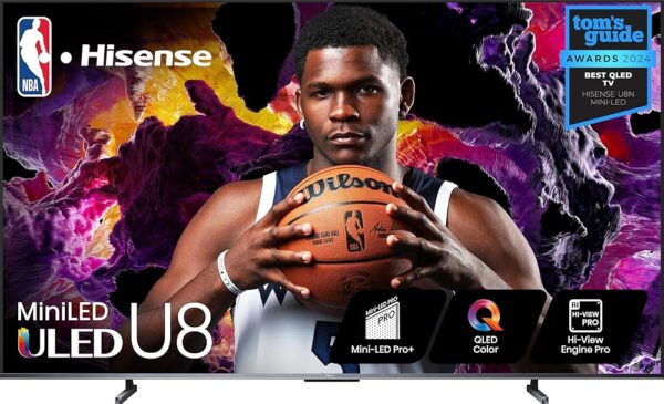 Hisense 100-Inch Class U8 Series Mini-LED ULED 4K UHD Google Smart TV (100U8K) - QLED, 480 Motion Rate, 144Hz Game Mode Pro, Dolby Vision IQ, HDMI 2.1, Alexa Compatibility,...