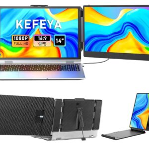 Laptop Screen Extender, 14" FHD 1080P IPS Laptop Monitor Extender Dual Screen, Portable Monitor for Laptops 13-17" with USB-C/HDMI Port, Plug n Play for...