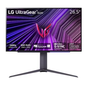 LG ‎27GS95QE 27-inch Ultragear OLED Gaming Monitor QHD 240Hz 0.03ms DisplayHDR True Black 400 AMD FreeSync Premium Pro NVIDIA G-Sync HDMI 2.1 DisplayPort Tilt/Height/Swivel...